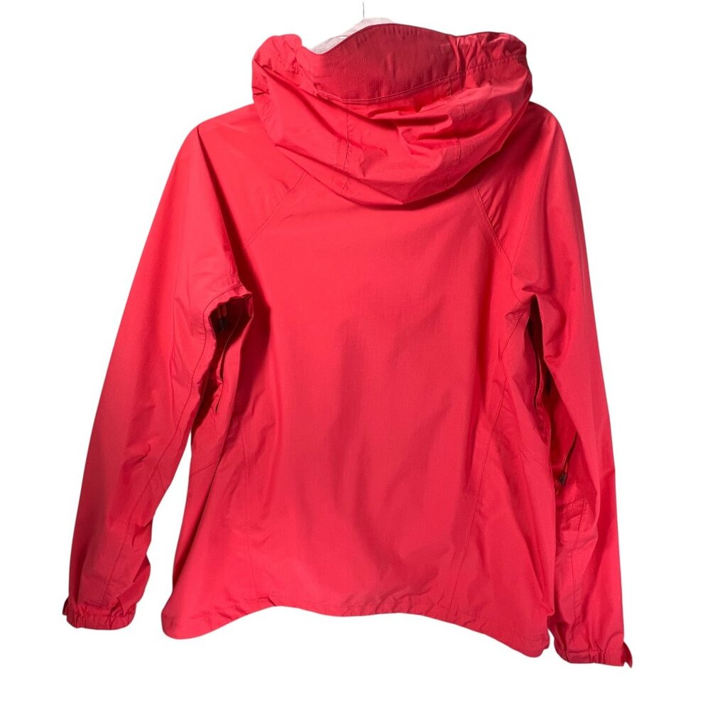Cabelas Salmon Pink Rain Jacket Removable Hood Zippered Pockets Pits M Adjust - Picture 4 of 16